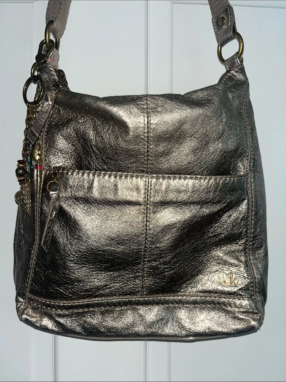 The Sak Metallic Leather Crossbody Shoulder Bag